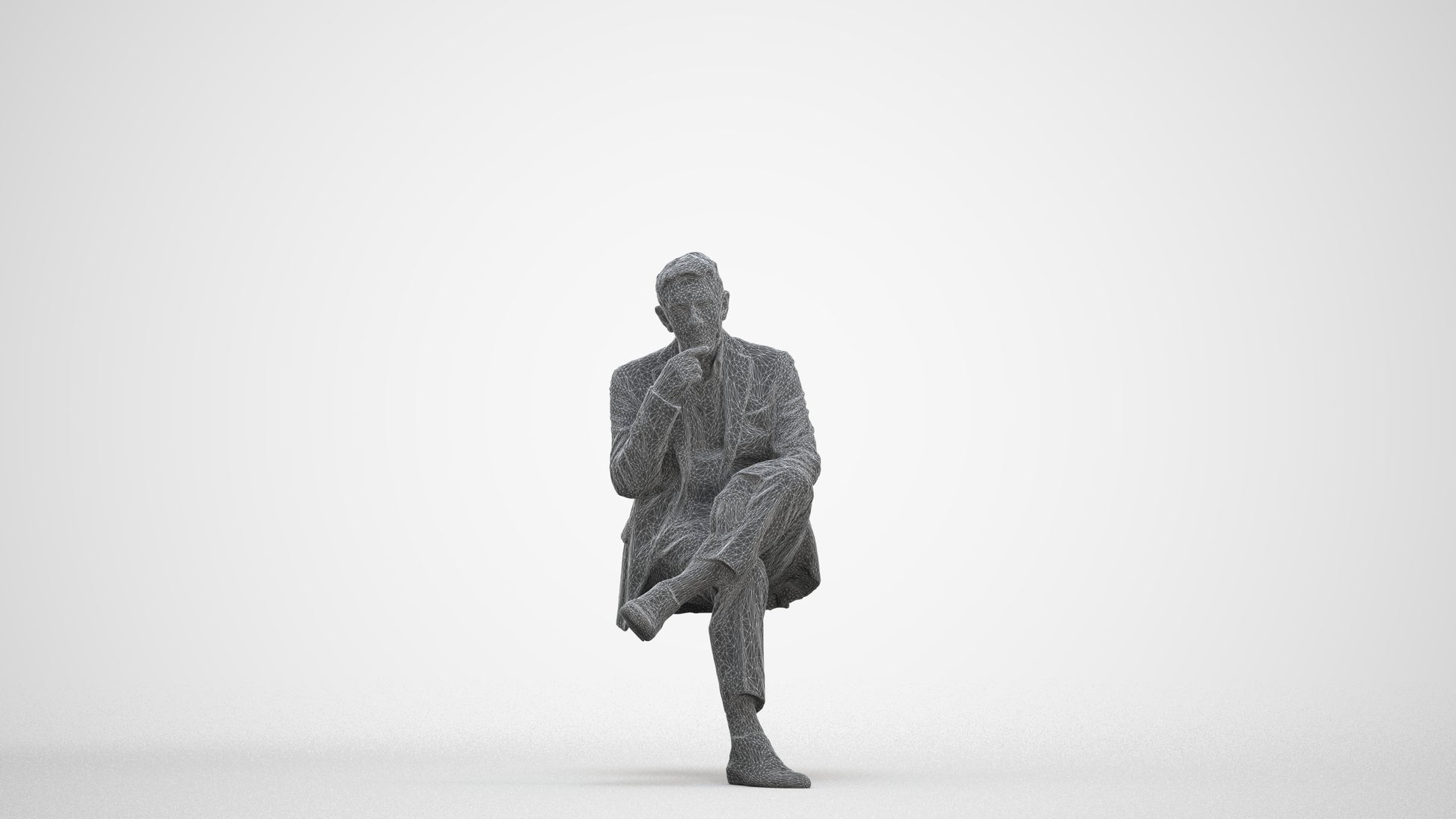 3D scanned senior man business, photorealistic archviz people for Enscape and SketchUp, three-quarter front view render