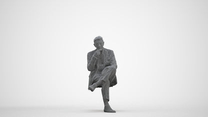 3D scanned senior man business, photorealistic archviz people for Enscape and SketchUp, three-quarter front view render
