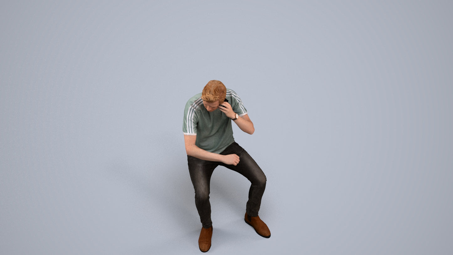3D people model man casual couple, scanned human for 3ds Max rendering, back view render