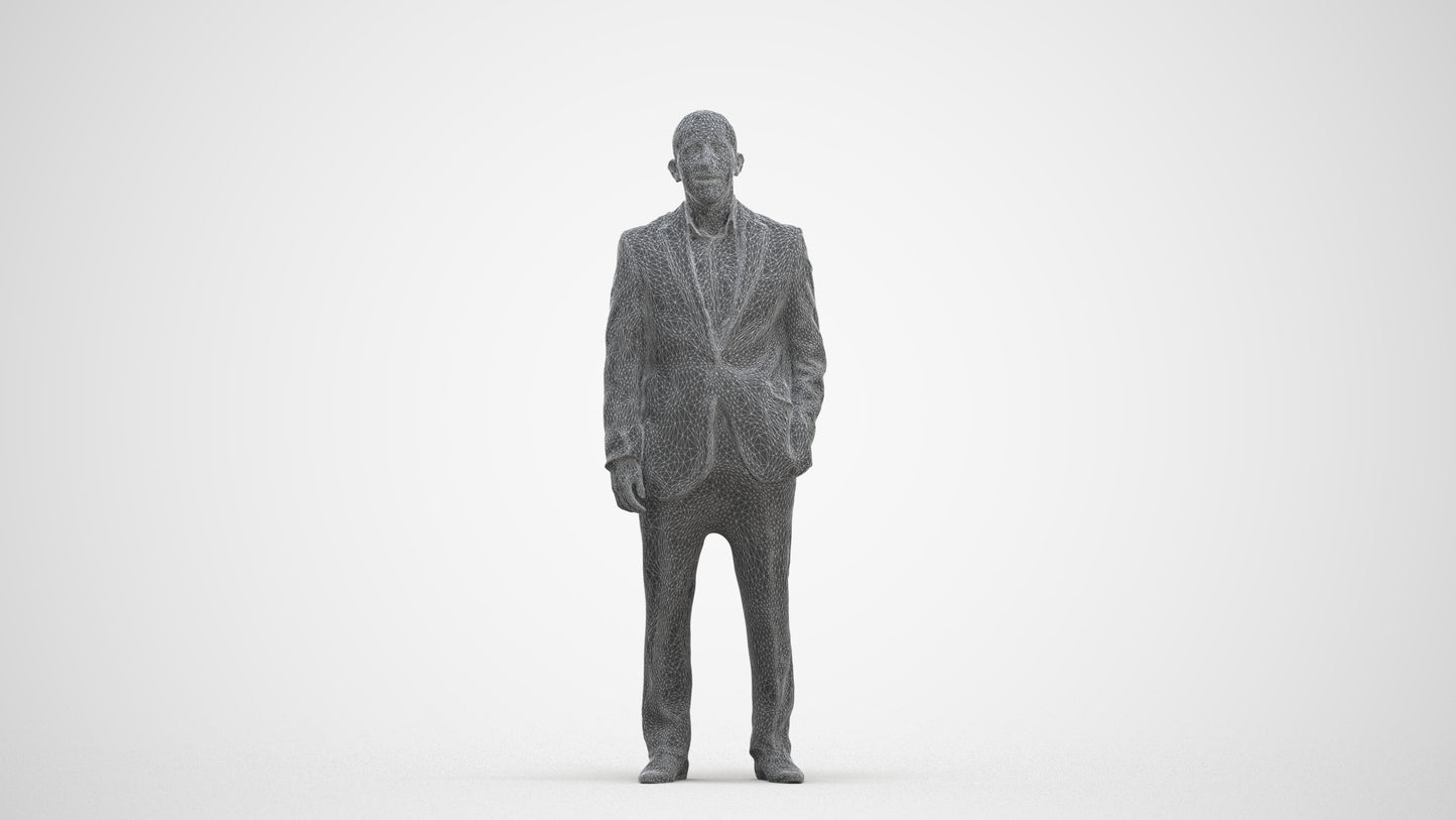realistic 3D man business, scanned archviz people for Blender and 3ds Max, three-quarter front view render