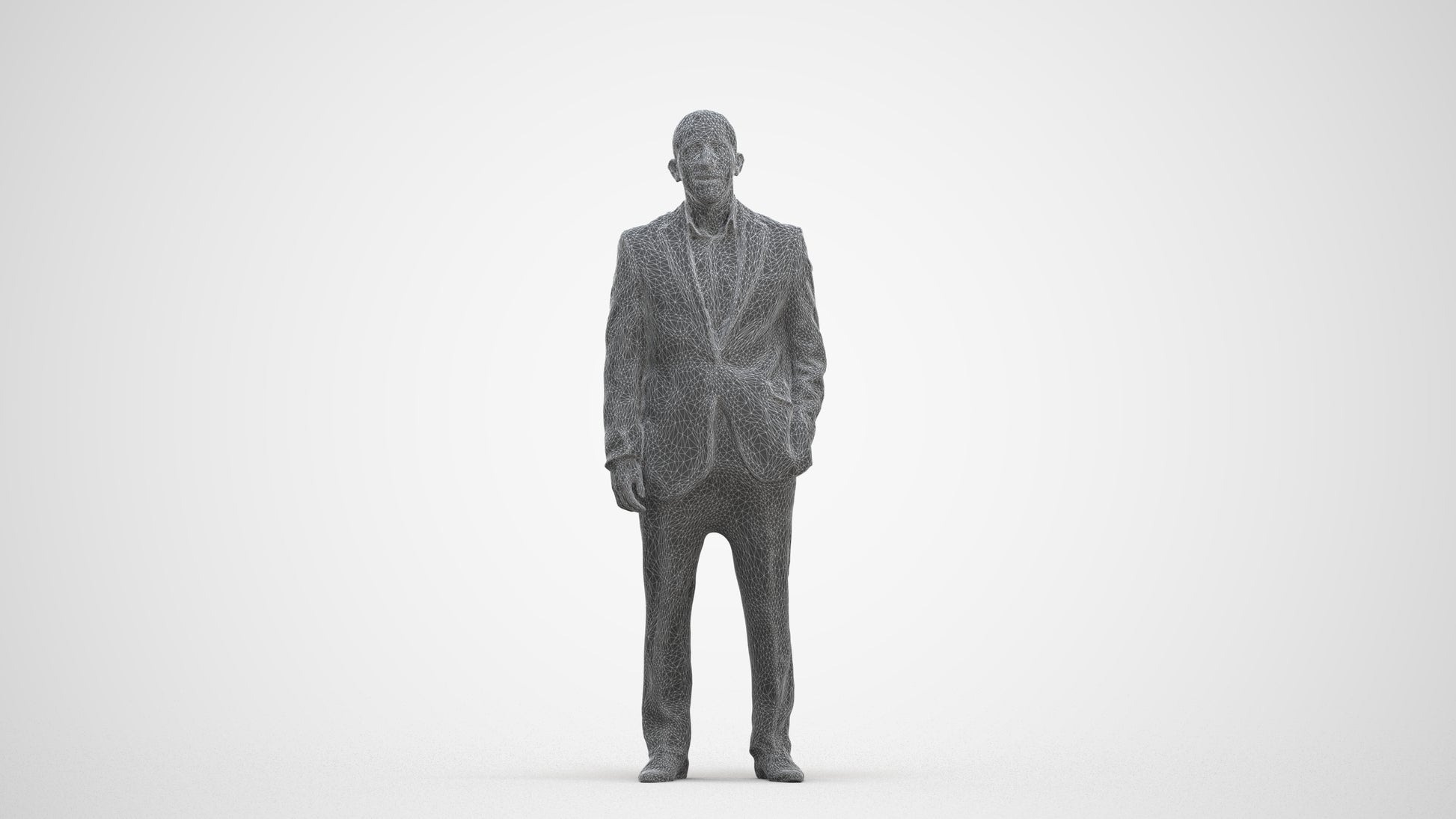 realistic 3D man business, scanned archviz people for Blender and 3ds Max, three-quarter front view render