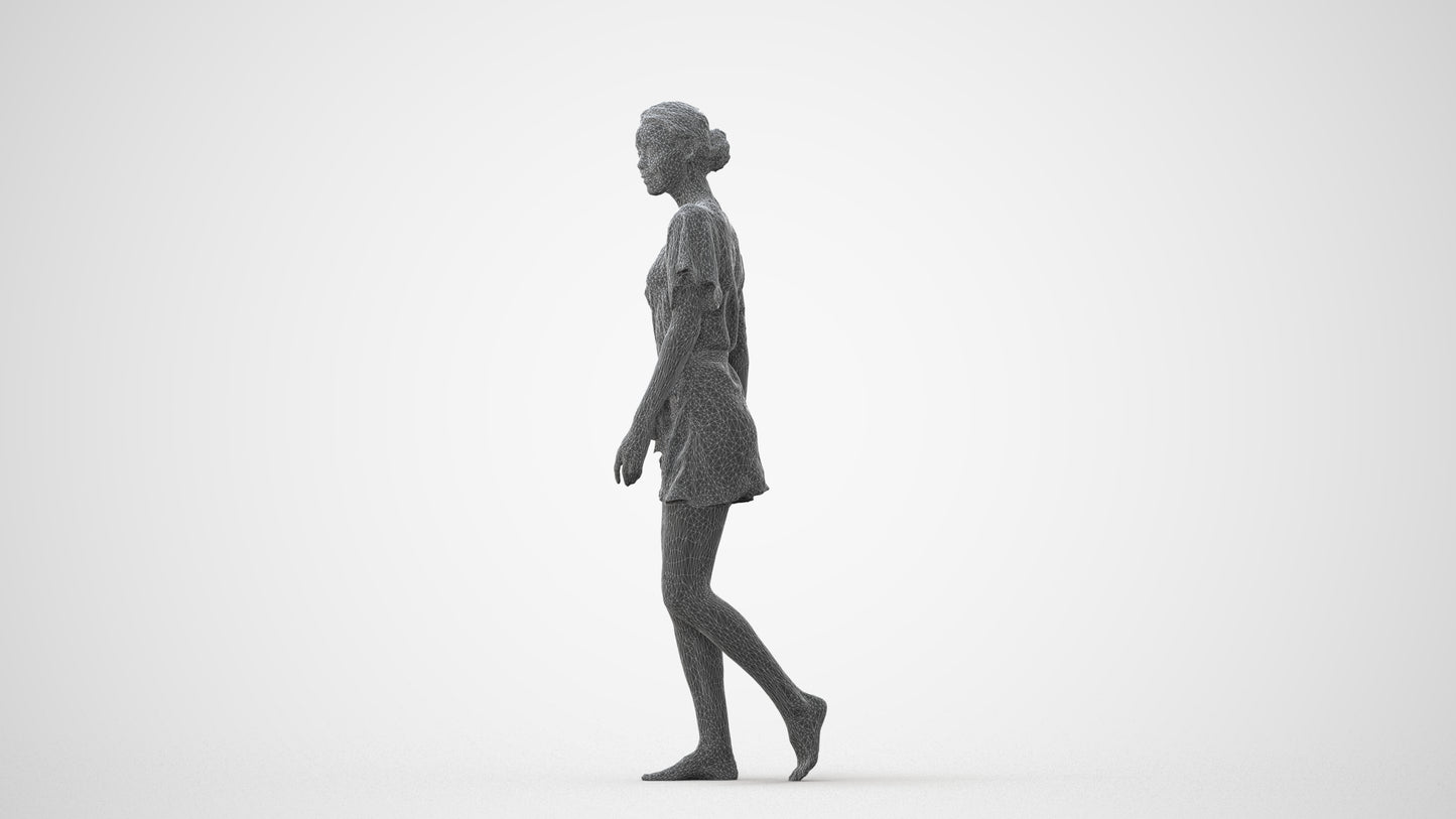 realistic 3D human woman bathroom, archviz people FBX OBJ for Blender, square thumbnail