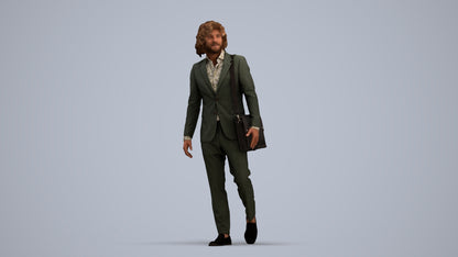realistic 3D man business walking, scanned archviz people for Blender and 3ds Max, standing pose render