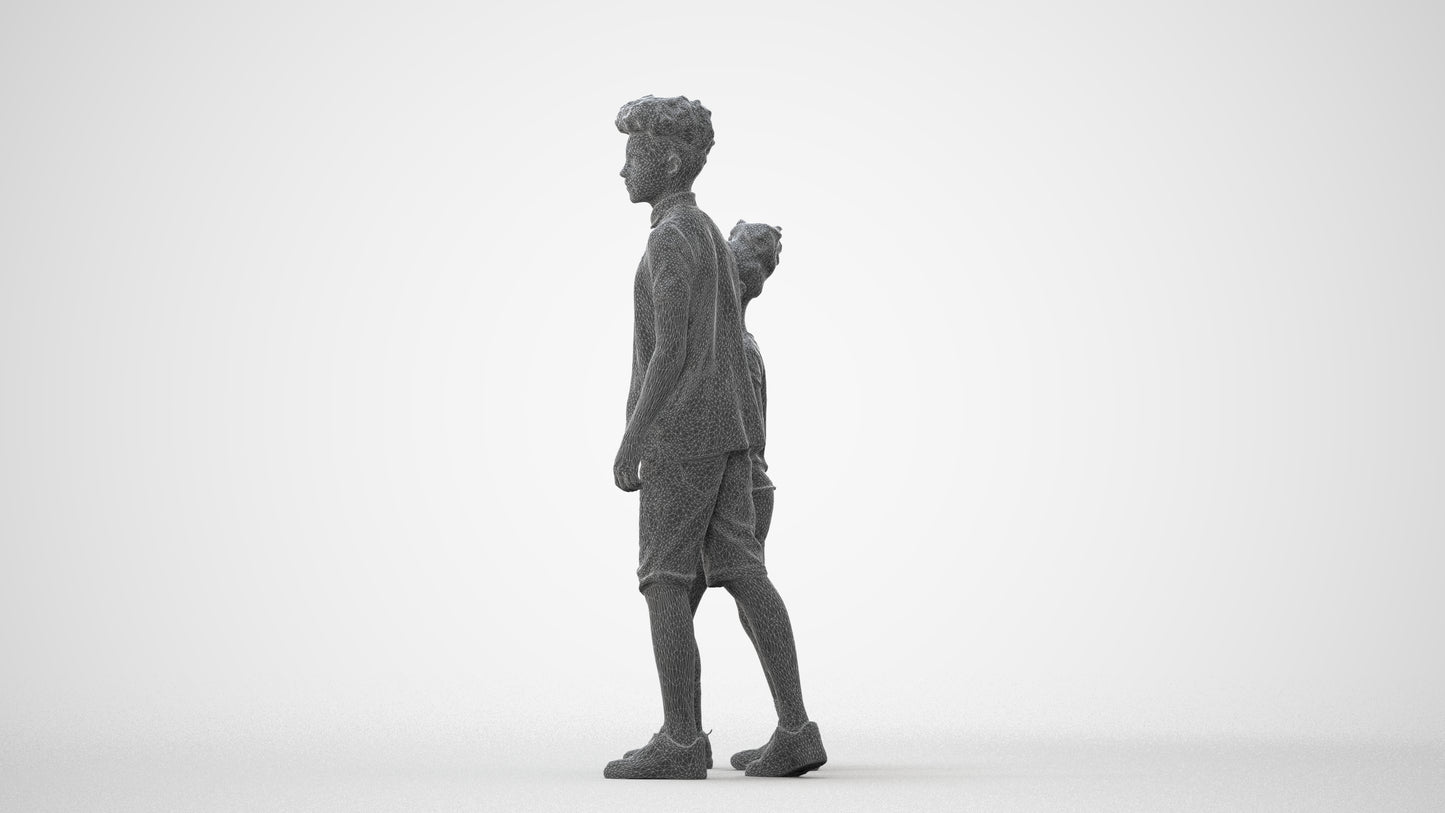 3D human model girl casual kids, photogrammetry scanned person for archviz, square thumbnail