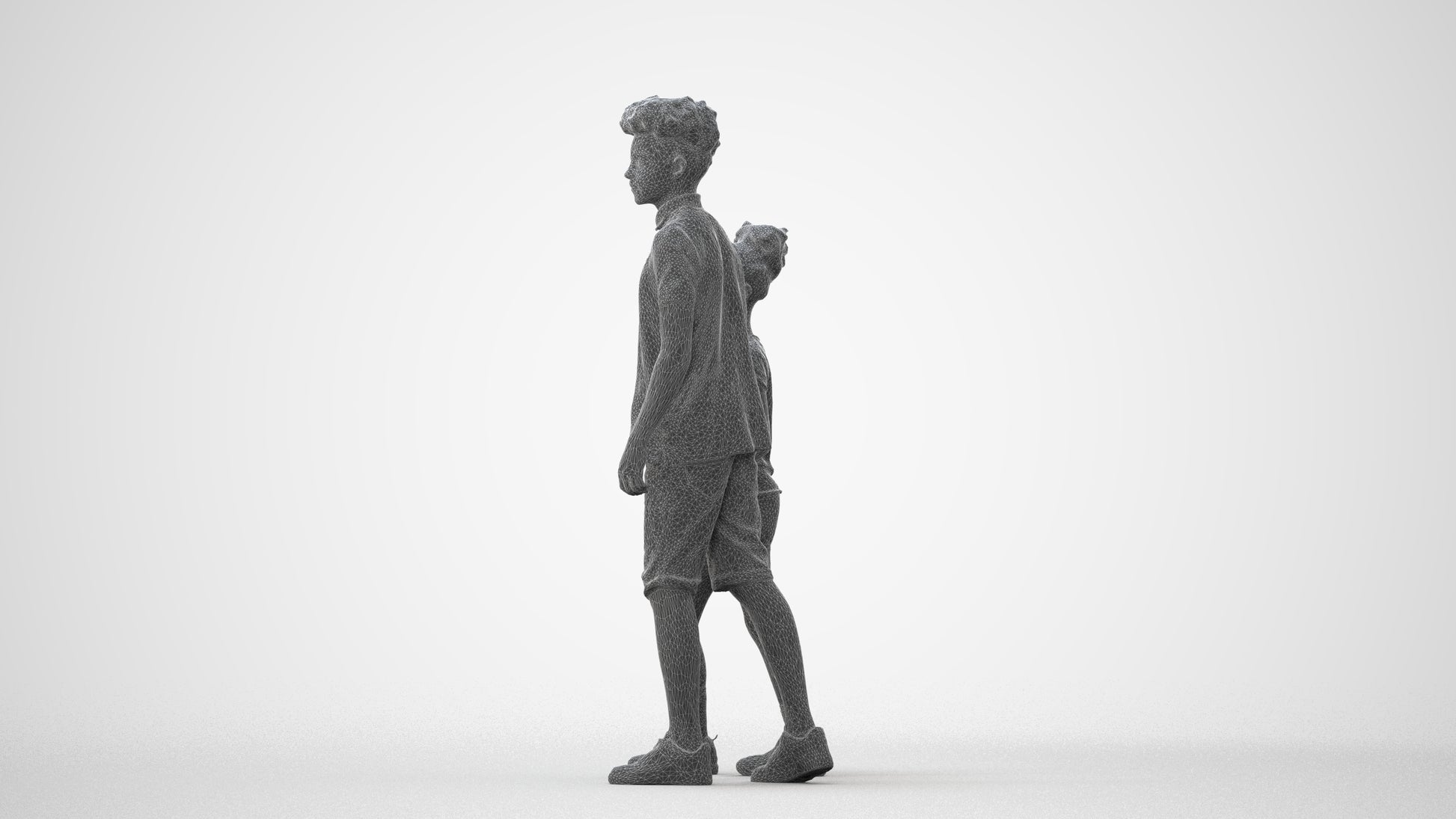 3D human model girl casual kids, photogrammetry scanned person for archviz, square thumbnail