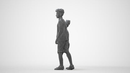3D human model girl casual kids, photogrammetry scanned person for archviz, square thumbnail
