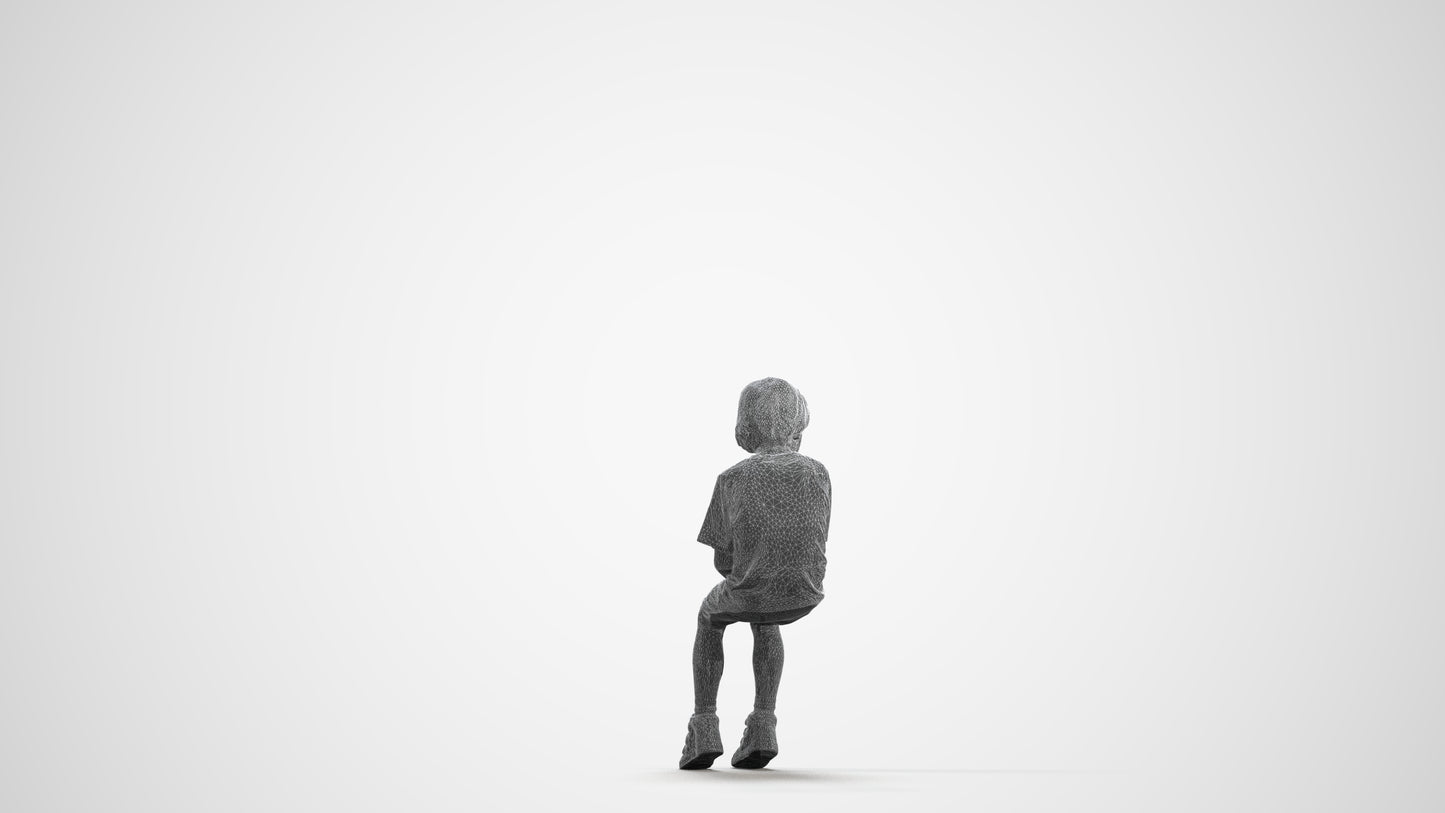 photogrammetry 3D boy casual kids, realistic human model archviz FBX, wireframe front view