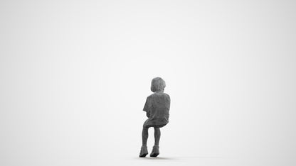 photogrammetry 3D boy casual kids, realistic human model archviz FBX, wireframe front view