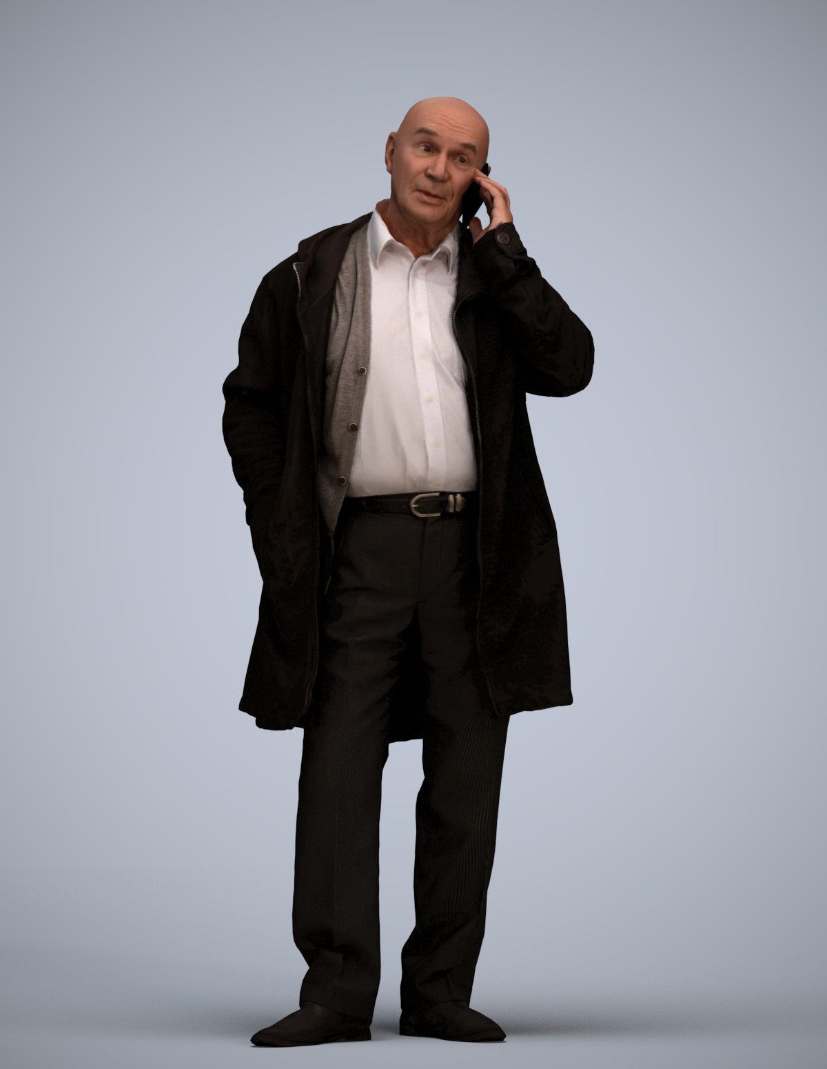 realistic 3D people senior man business standing, render-ready for V-Ray and Corona, FBX OBJ
