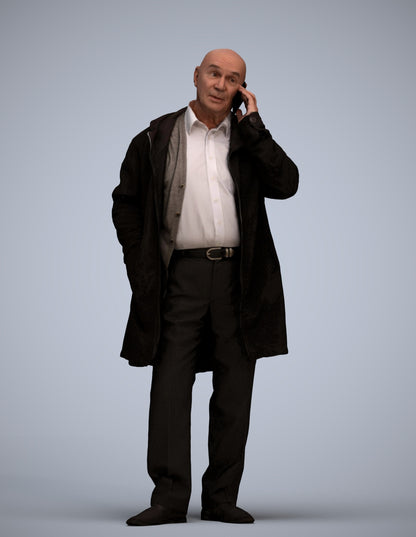 realistic 3D people senior man business standing, render-ready for V-Ray and Corona, FBX OBJ
