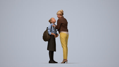 3D scanned girl kids casual, photorealistic archviz people for Enscape and SketchUp, top-down view render