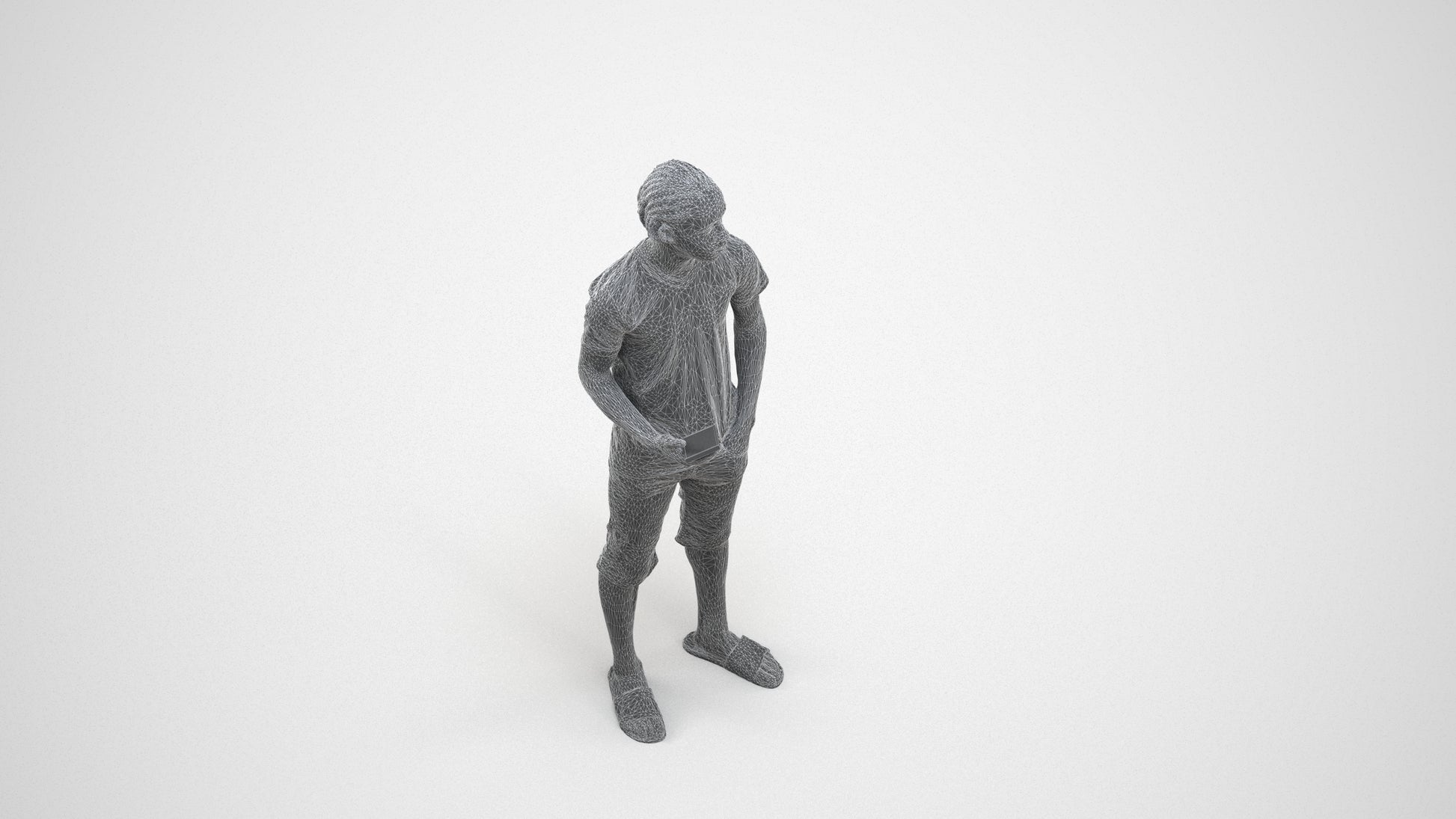 photogrammetry 3D boy casual kids, realistic human model archviz FBX, wireframe three-quarter view