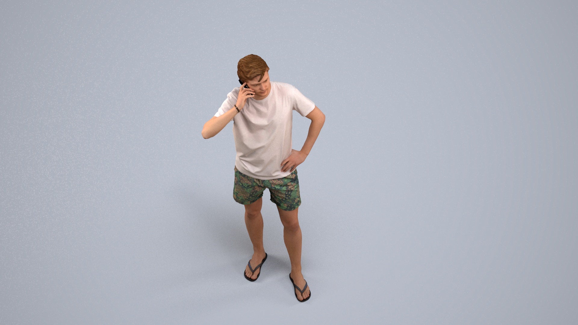 3D human model man casual standing, photogrammetry scanned person for archviz, back view render