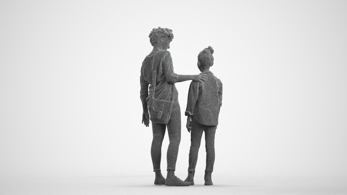 realistic 3D girl casual kids, scanned archviz people for Blender and 3ds Max, wireframe front view