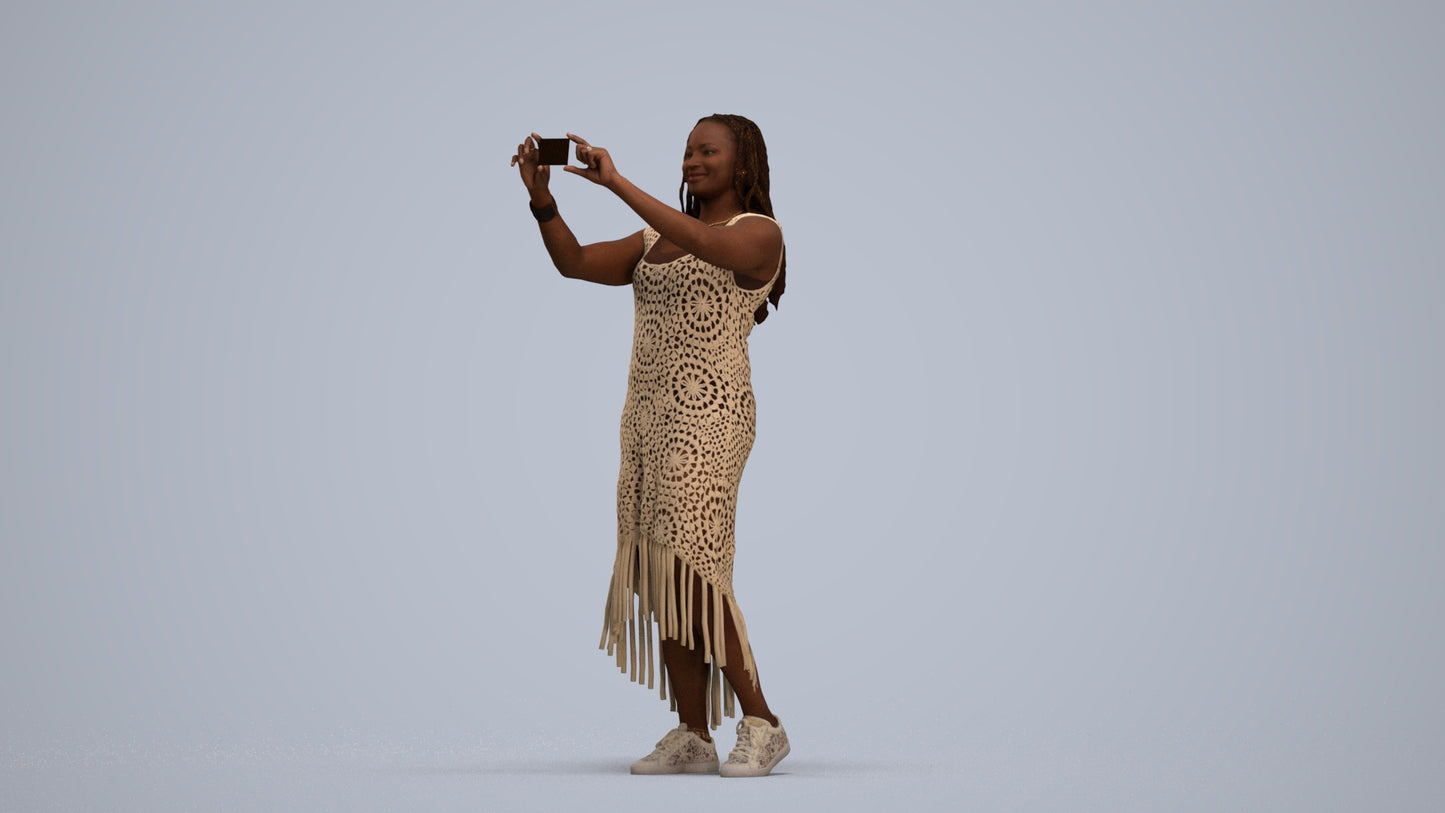 realistic 3D woman casual standing, scanned archviz people for Blender and 3ds Max, standing pose render