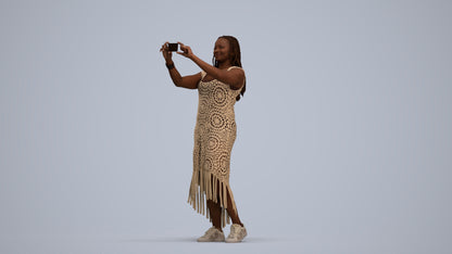 realistic 3D woman casual standing, scanned archviz people for Blender and 3ds Max, standing pose render