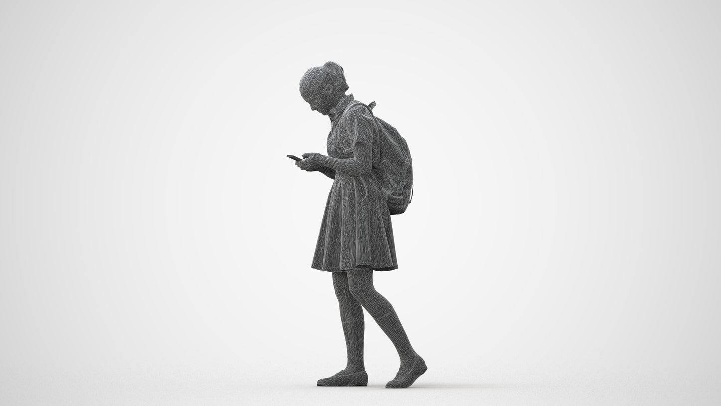 realistic 3D human girl kids, archviz people FBX OBJ for Blender, square thumbnail