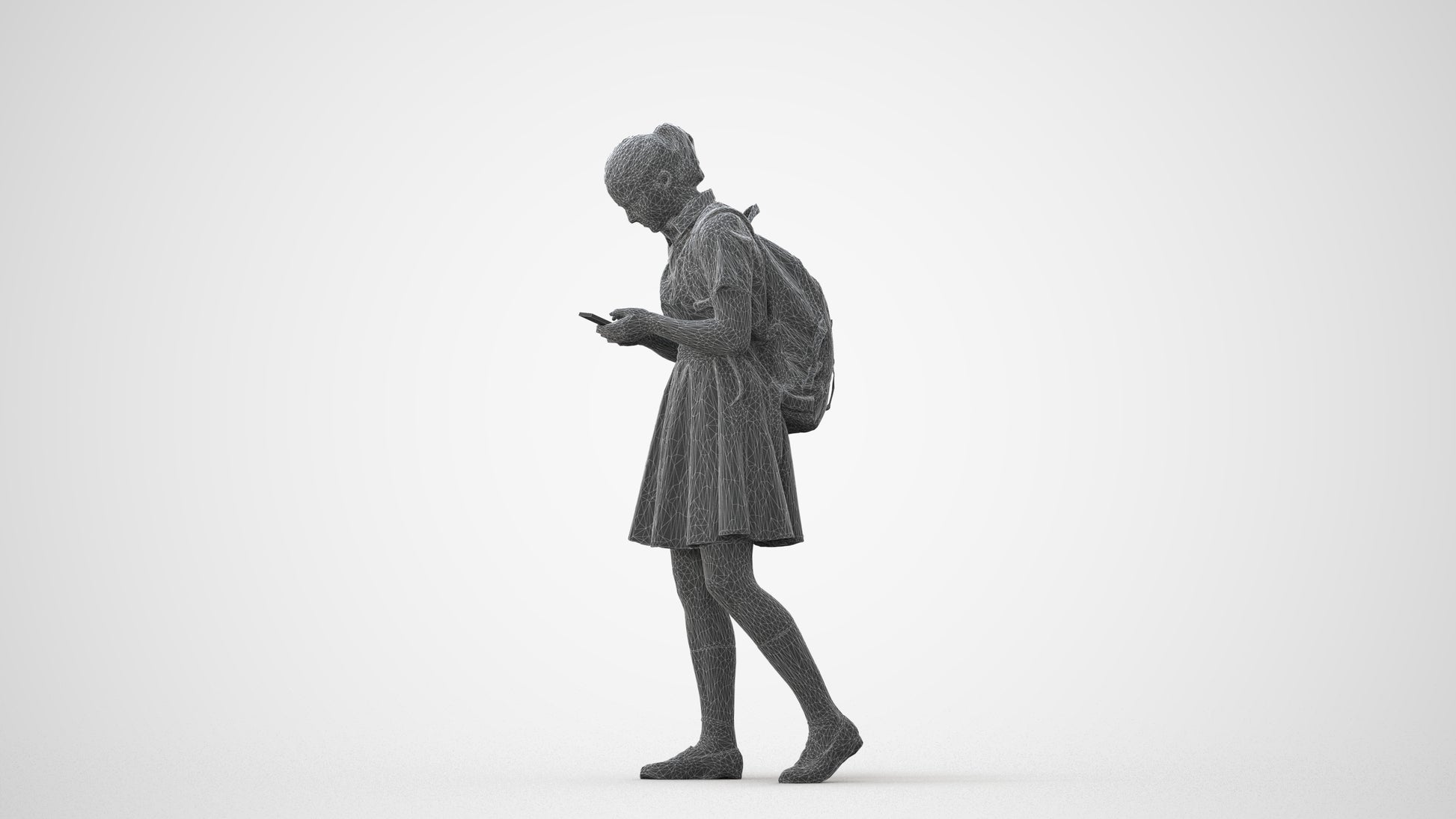 realistic 3D human girl kids, archviz people FBX OBJ for Blender, square thumbnail