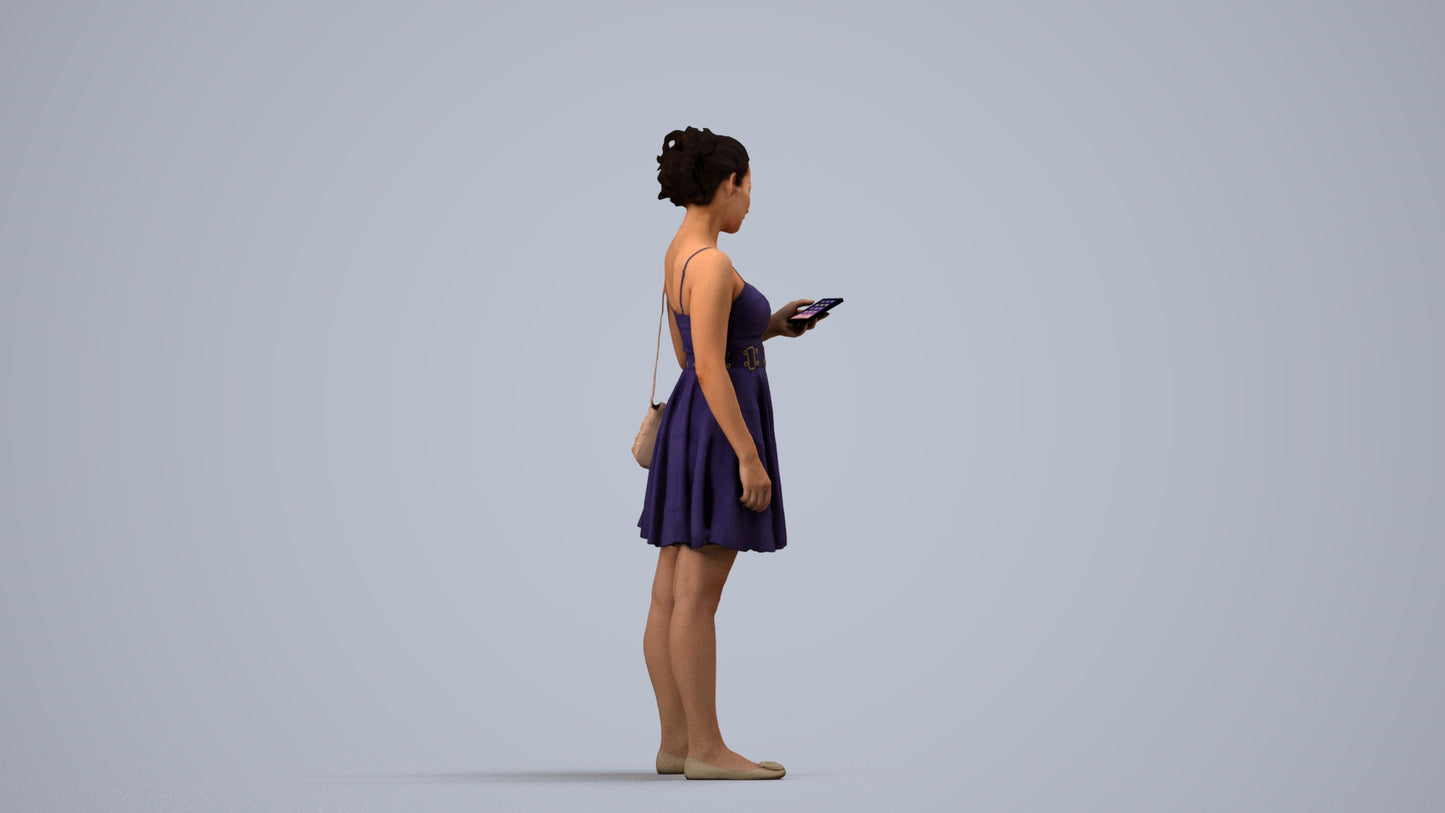 scanned 3D woman formal formalaffairs, photogrammetry people for Enscape and V-Ray, side view render