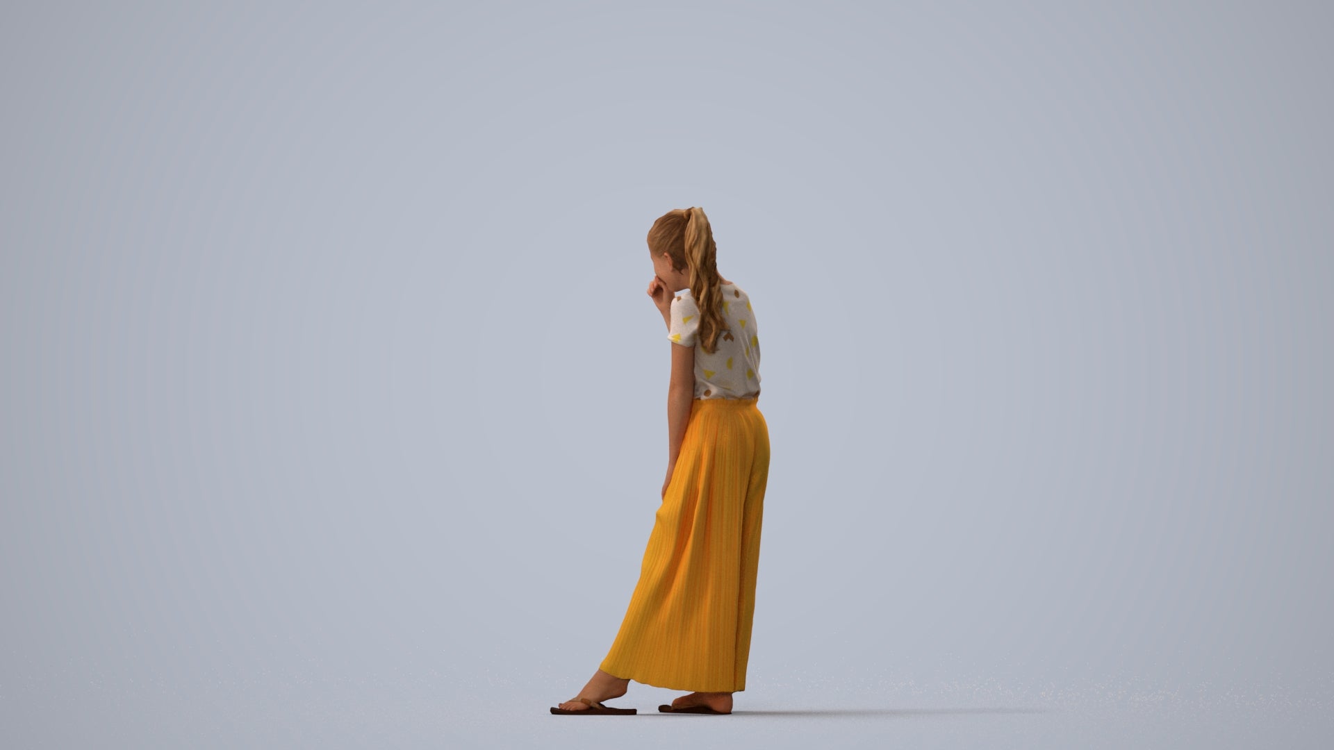 3D people model girl casual kids, scanned human for 3ds Max rendering, three-quarter view render