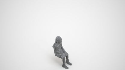 realistic 3D human girl casual kids, archviz people FBX OBJ for Blender, wireframe three-quarter view