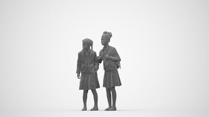 realistic 3D girl kids, scanned archviz people for Blender and 3ds Max, wireframe back view