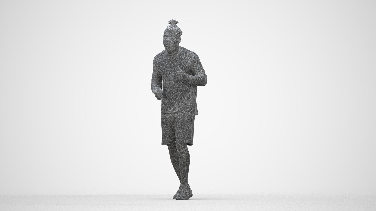 scanned 3D man sport, photogrammetry people for Enscape and V-Ray, wireframe back view