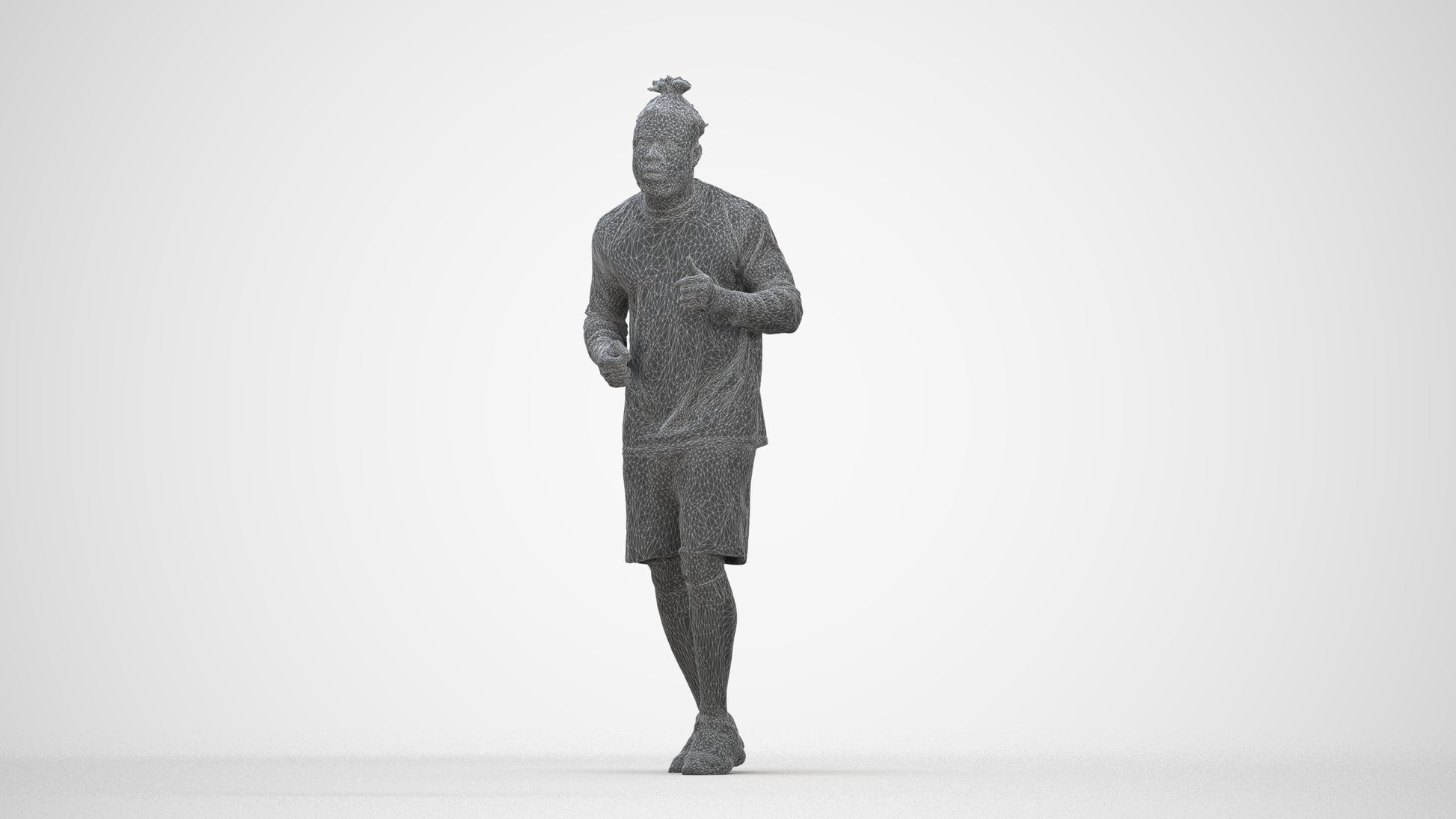 scanned 3D man sport, photogrammetry people for Enscape and V-Ray, wireframe back view