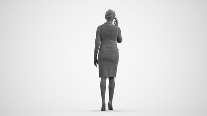3D people model woman hospitality, scanned human for 3ds Max rendering, wireframe front view