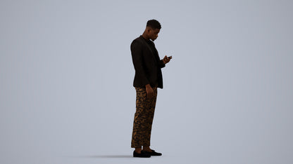 3D people model man casual standing, scanned human for 3ds Max rendering, side view render