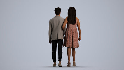 realistic 3D people woman formal couple, render-ready for V-Ray and Corona, FBX OBJ, front view render