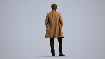 3D scanned man standing business, photorealistic archviz people for Enscape and SketchUp, front view render
