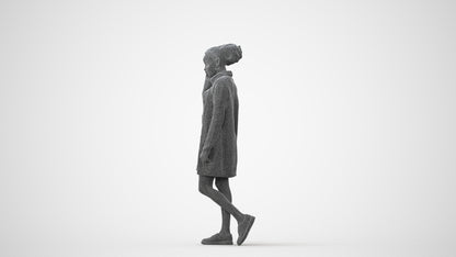 3D people model woman casual walking, scanned human for 3ds Max rendering, square thumbnail