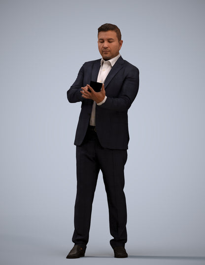 3D scanned man business, photorealistic archviz people for Enscape and SketchUp