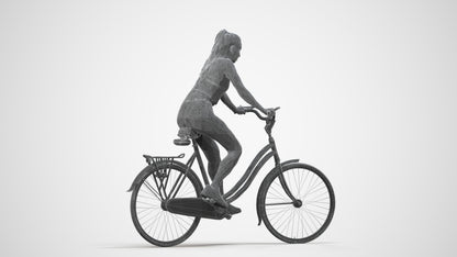realistic 3D people woman sport cycling, render-ready for V-Ray and Corona, FBX OBJ, wireframe side view
