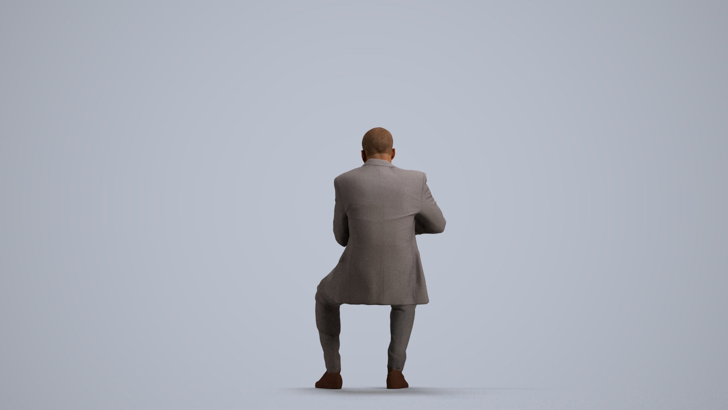 3D people model man business, scanned human for 3ds Max rendering, front view render