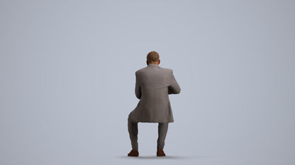 3D people model man business, scanned human for 3ds Max rendering, front view render