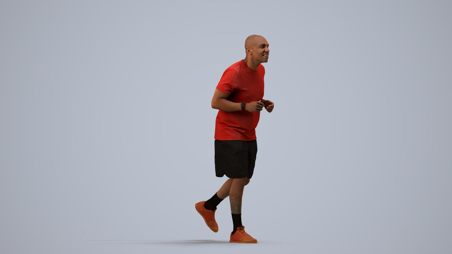 3D scanned man sport, photorealistic archviz people for Enscape and SketchUp, side view render