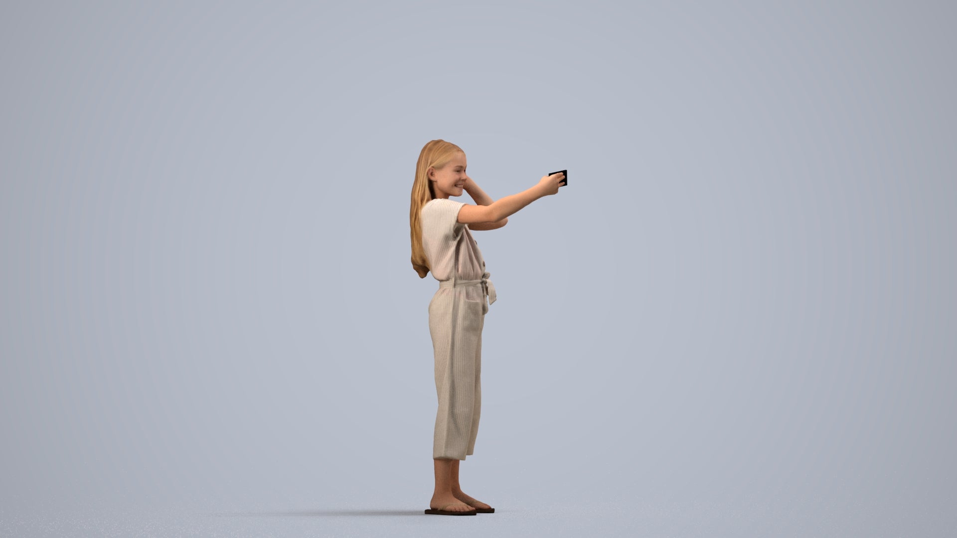 realistic 3D girl kids, scanned archviz people for Blender and 3ds Max, side view render