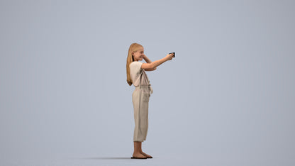 realistic 3D girl kids, scanned archviz people for Blender and 3ds Max, side view render