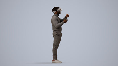 3D people model man casual standing, scanned human for 3ds Max rendering, side view render