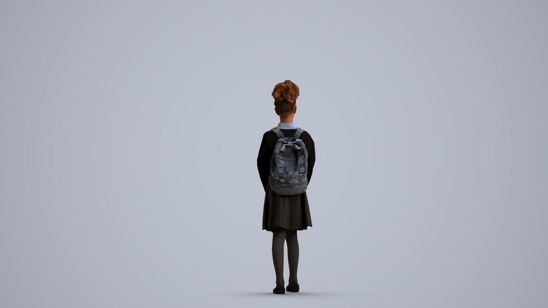 realistic 3D human girl kids, archviz people FBX OBJ for Blender, front view render