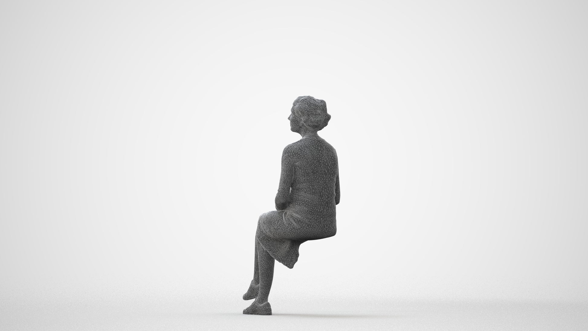 scanned 3D woman casual sitting, photogrammetry people for Enscape and V-Ray, square thumbnail