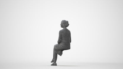 scanned 3D woman casual sitting, photogrammetry people for Enscape and V-Ray, square thumbnail