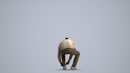 3D scanned man sitting casual, photorealistic archviz people for Enscape and SketchUp, front view render