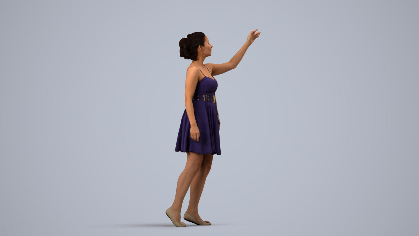 realistic 3D human woman formal formalaffairs, archviz people FBX OBJ for Blender, side view render