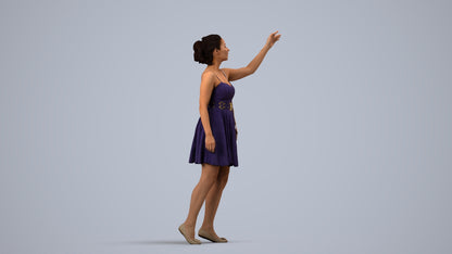 realistic 3D human woman formal formalaffairs, archviz people FBX OBJ for Blender, side view render
