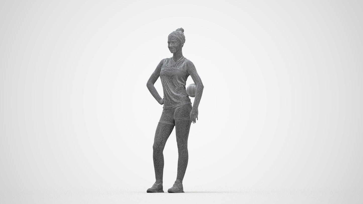 3D people model girl sport, scanned human for 3ds Max rendering, wireframe back view