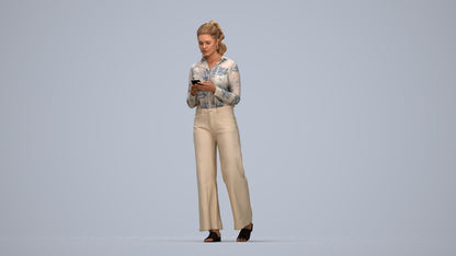 scanned 3D woman casual standing, photogrammetry people for Enscape and V-Ray, top-down view render