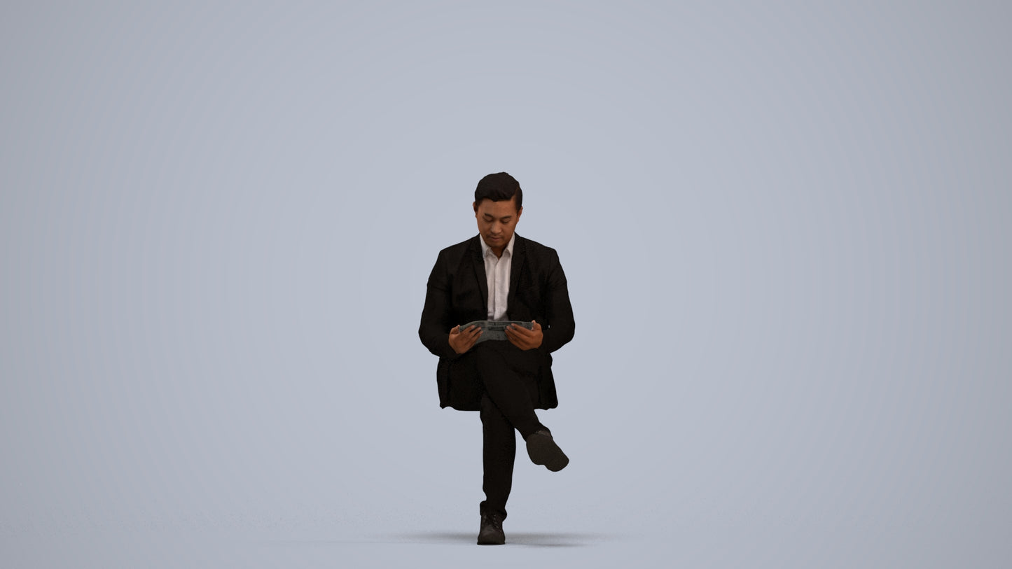 scanned 3D man business, photogrammetry people for Enscape and V-Ray, standing pose render